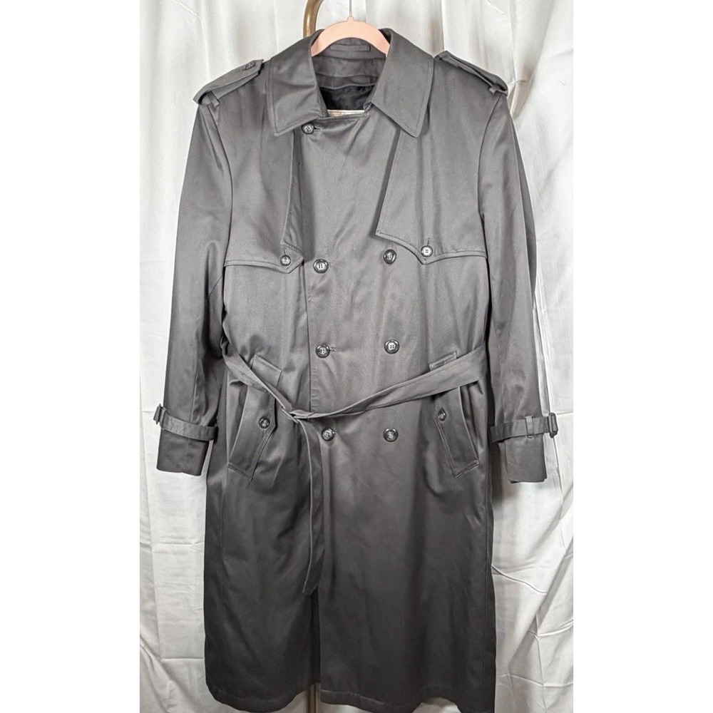 Vintage London Fog Double-Breasted Zip Out Liner Gray‎ Trench Coat Men's 40R